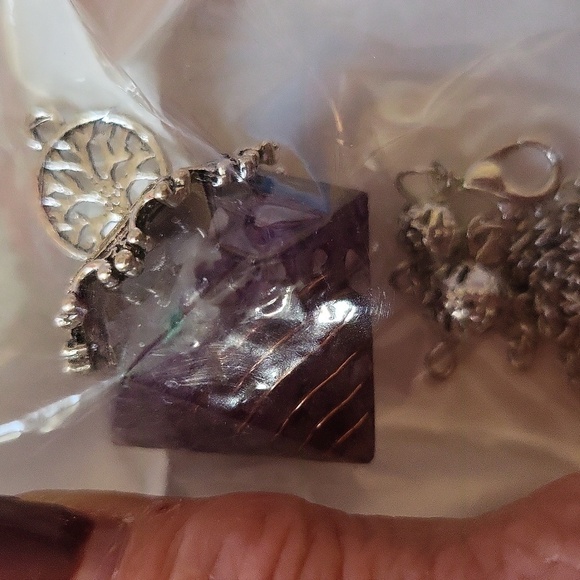 Silver and Brown Pendulum Necklace 4 Necklace Or Pendulum - Picture 5 of 5